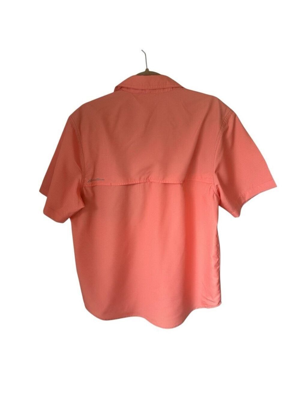 Eddie Bauer Men's Short Sleeve Woven Tech Shirt Medium Coral Button Down - Picture 3 of 6